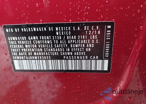 2017 Volkswagen Jetta 1.4T Se из США, поврежденный, VIN 3VWDB7AJ8HM293633